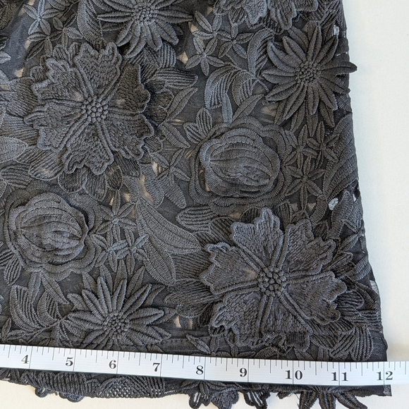 Fashion Nova Denise Sheer Mesh Flower Embroidered Hi-Rise Flare Pants Black sz L - Picture 12 of 17